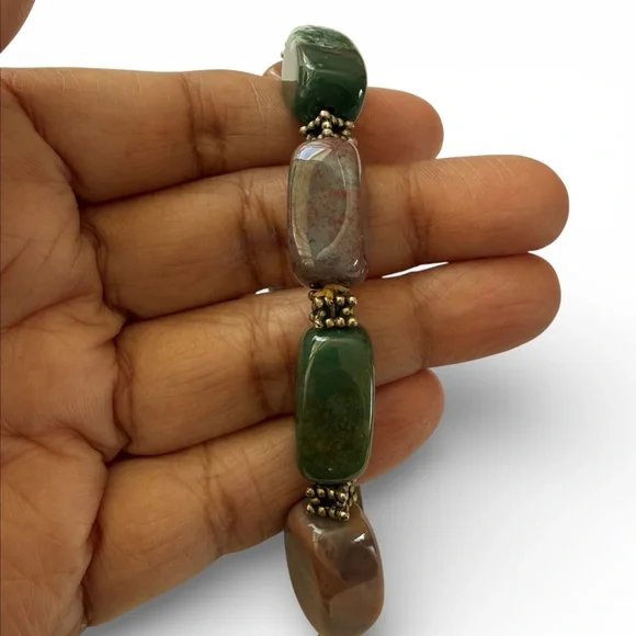 Handcrafted Natural Semi‑Precious Stone Bracelet - Multicolored Stretch, 8" - Picture 9 of 12